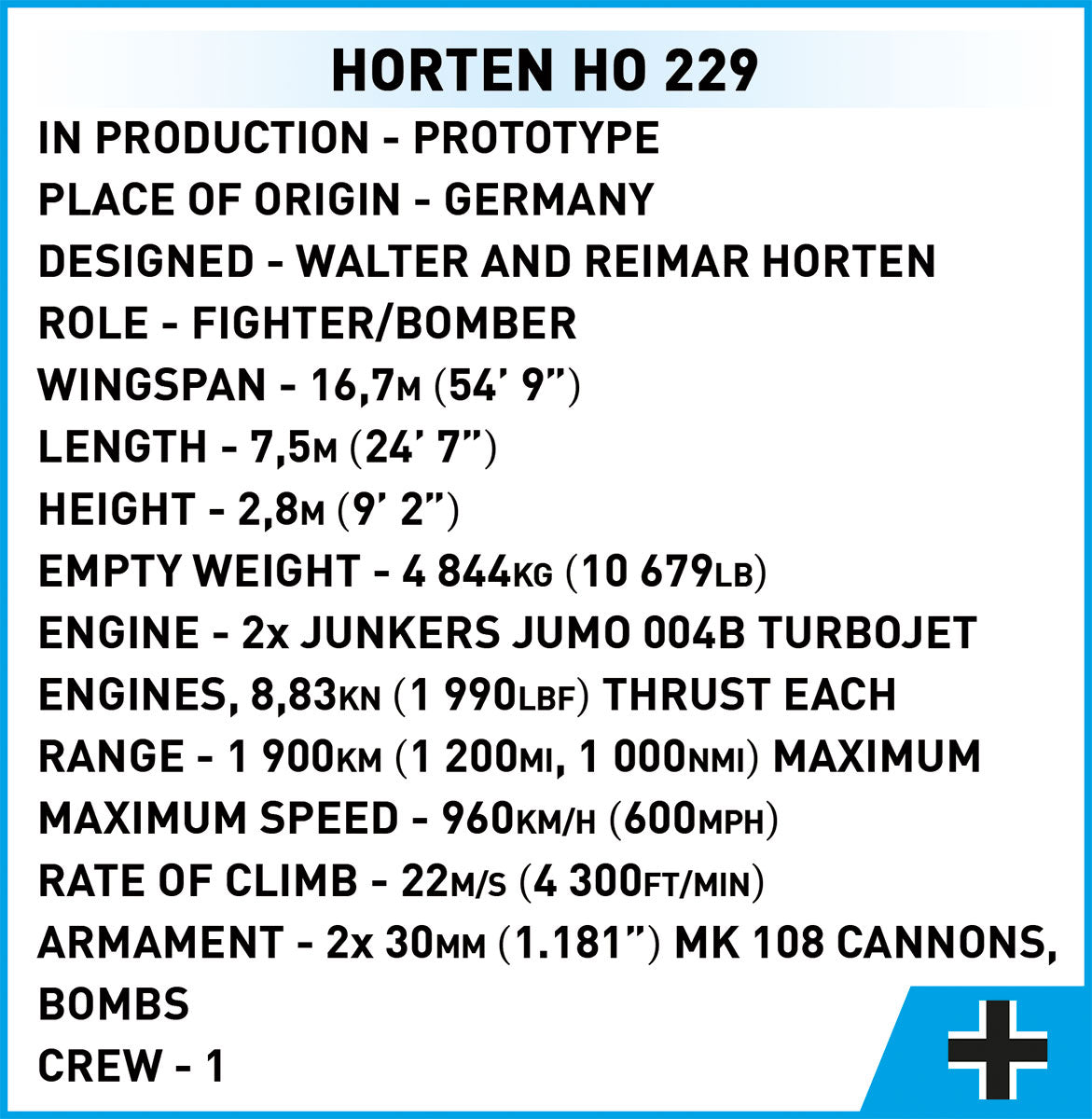 Cobi 5757 Horten Ho 229